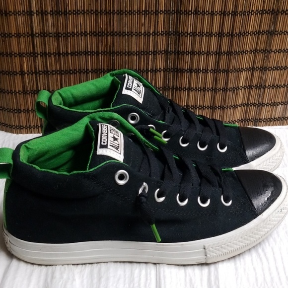 black and green converse